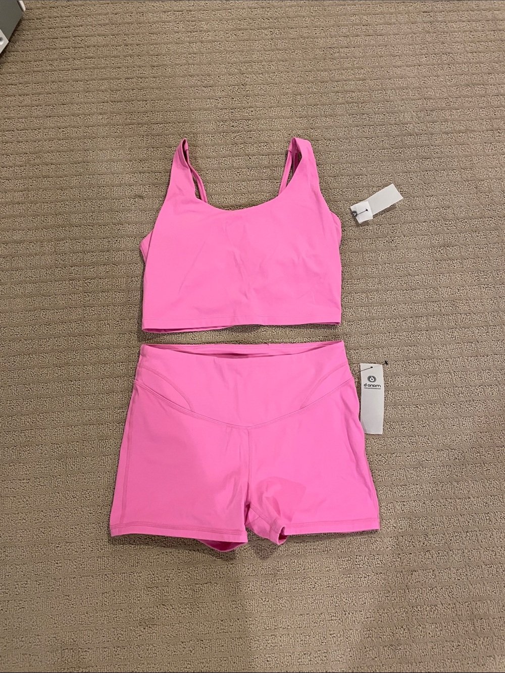 Mono B Neon Pink Active Crop Top and Shorts